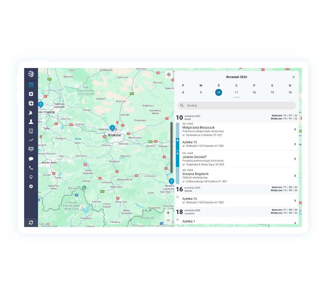 CRM FarmaProm widok z tabletu