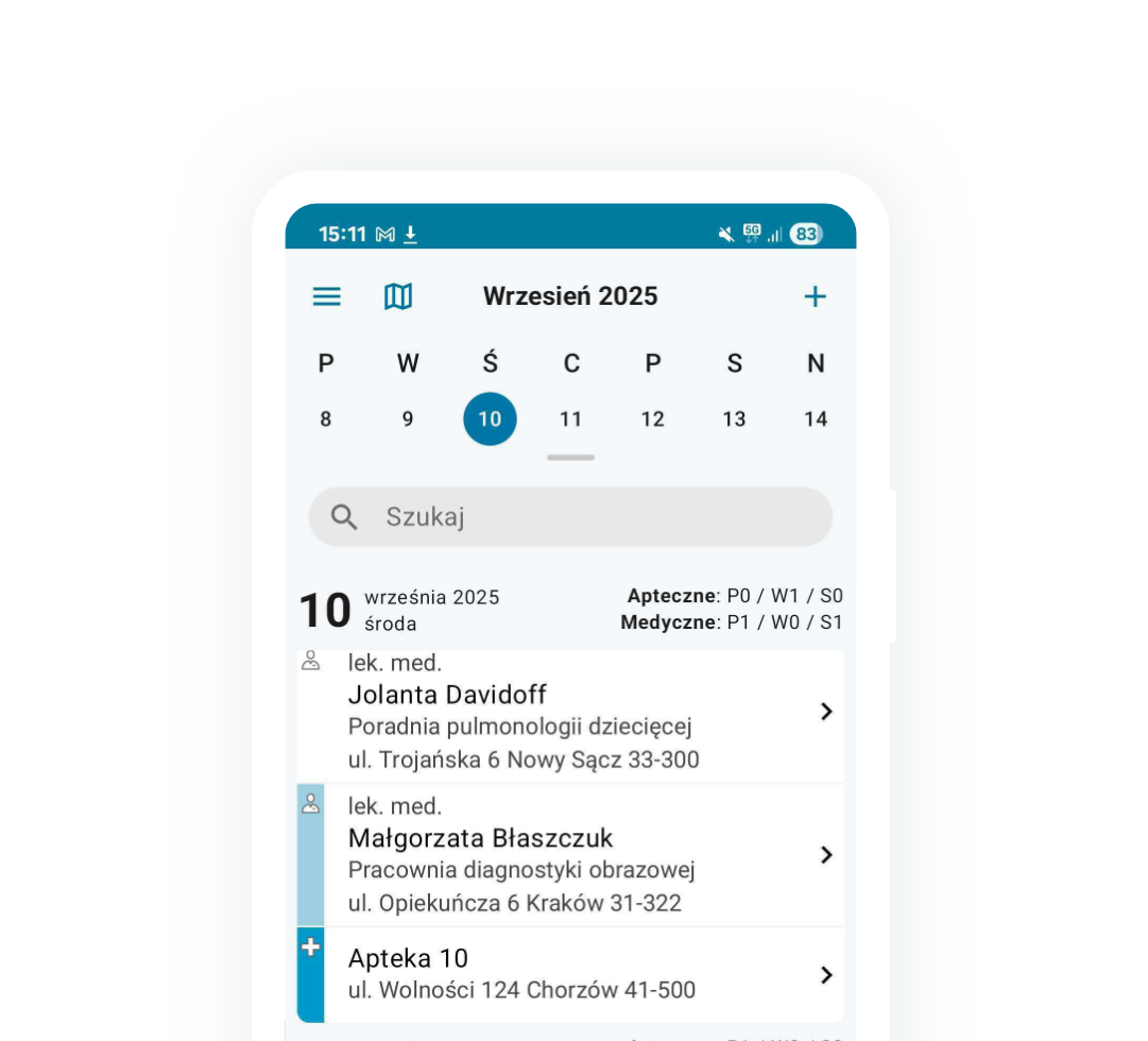 CRM FarmaProm widok z telefonu